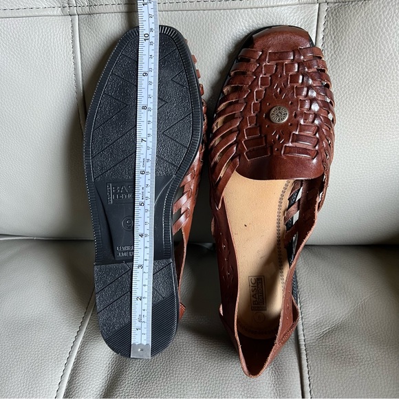 Vintage Sz 9 Genuine Leather Huarache Basket Weave Sandals Flat Shoes - Picture 11 of 15
